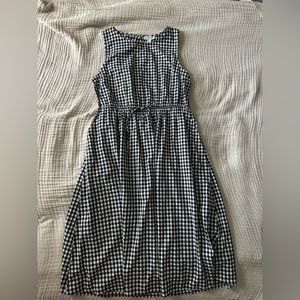 BEACHLUNCHLOUNGE Gingham Cutout Back Midi Dress, size LARGE, color black/white